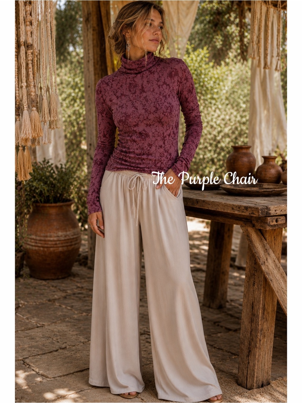 FREE PEOPLE You and I Long Sleeve Burnout Turtleneck Top L